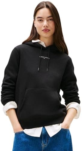 Image of Tommy Jeans Womens Tjw Reg Linear Ext Dw0dw21963 Pullover Hoodie, Black (Black), XXL UK