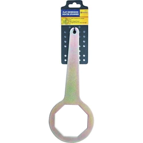Image of Heavy Duty Flat Immersion Heater Spanner Tool - Octagon Head with Hanging Hole, Heating Repair Radiator, DIY Hand Tool | Zinc Plated Carbon Steel