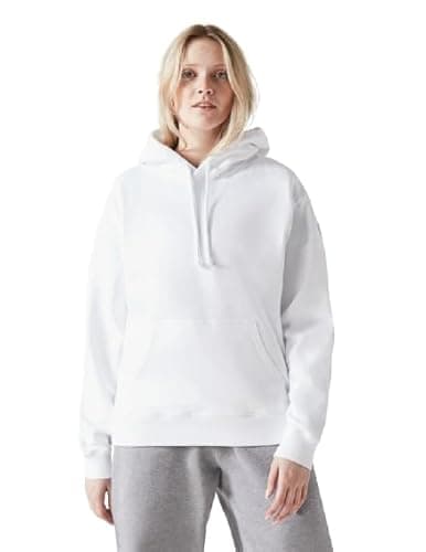 Image of Huel Women’s Hoodie, 100% Cotton, White, Medium, GOTS Certified, Ultra Soft Relaxed Fit, Sustainable & Durable, Made in Portugal