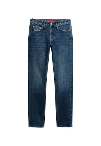 Image of Superdry Women's Vintage Mid Rise Slim Jeans Pants, Valley Blue, 24W x 32L