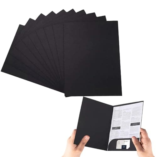 Image of 10Pcs A4 Project Folder Document Files Kraft Paper File Folder Square Cut Folders Office Insert Presentation Holder Storage Pouch Paperwork Organizer with Cards Slot Folders for Office School