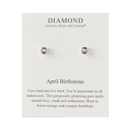 Image of Philip Jones April (Diamond) Birthstone Earrings Created with Zircondia® Crystals