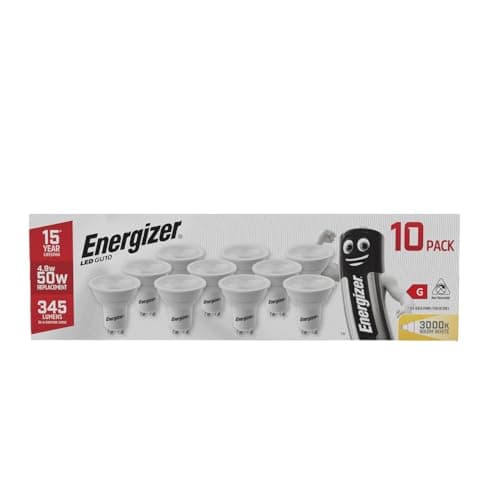 Image of Energizer GU10 LED Bulbs Warm White 3000K Light Bulb Pack of 10 – 50W Halogen Spotlight Bulb Equivalent – 345LM Energy Saving GU10 Non Dimmable LED Bulbs
