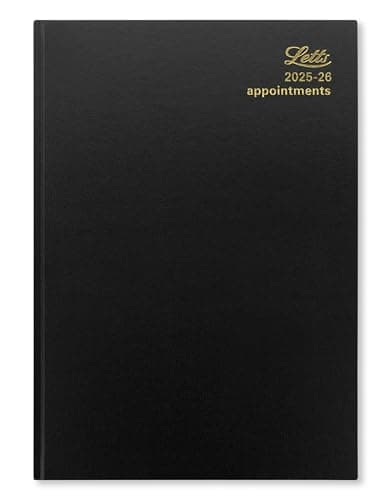 Image of Letts of London Standard A4 academic 2025/2026 day to a page with appointments diary - Black 26-TA1ZBK