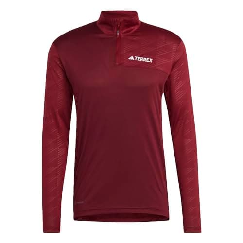 Image of Adidas Mens Terrex Multi Half-Zip Long Sleeve T-Shirt, Shadow Red, Medium