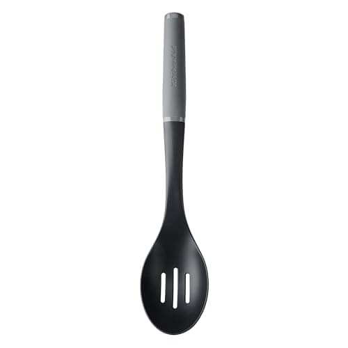 Image of KitchenAid Soft Grip Slotted Spoon - Charcoal Grey