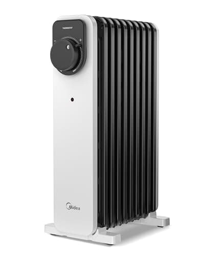 Image of Midea Oil Filled Radiator, 2000W, 9-Fin Portable Electric Heater with Knob Controls, Adjustable Thermostat, 3 Heat Settings, Tip-Over & Overheat Protection, UltraQuiet Operation for Office & Home Use