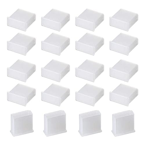Image of TA-VIGOR 20Pcs USB Male Cap Port Cover Anti Dust, 13mmx5mm USB Plug Stopper Port Silicone Protector Lids White