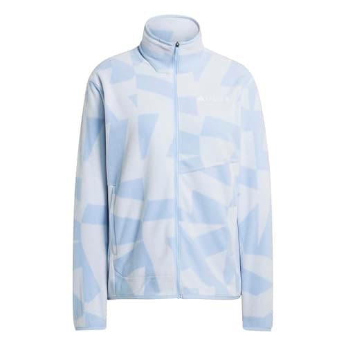 Image of adidas Women's Terrex Multi Printed Full Zip Fleece Jacket, glow blue/Crystal Sky, M