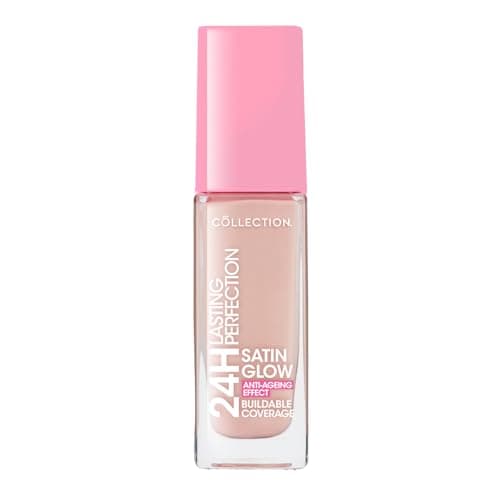 Image of Collection Cosmetics Lasting Perfection Satin Foundation, Full Coverage, Anti-Ageing Effect, 24 Hour Wear, Contains Hyaluronic Acid, 27ml, Rose Porcelain Cool