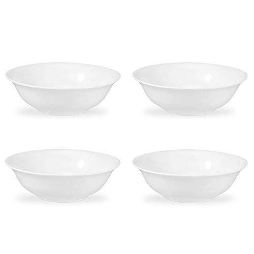 Image of Royal Worcester x Serendipity Set of 4 Cereal Bowls - White Bone China, 16cm Diameter, Suitable for Breakfast, Pasta, Salads, or Everyday Dining