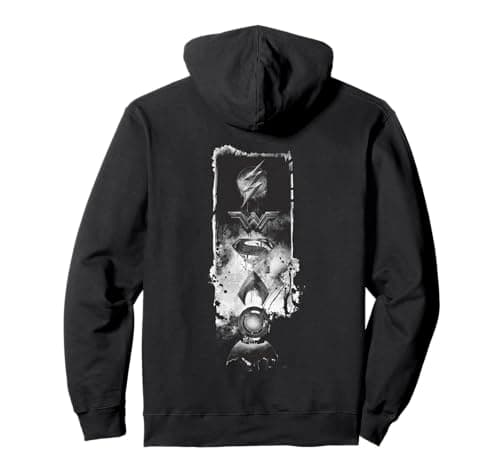 Image of DC Justice League Logo Grunge Flash Wonder Woman Bat Super Pullover Hoodie