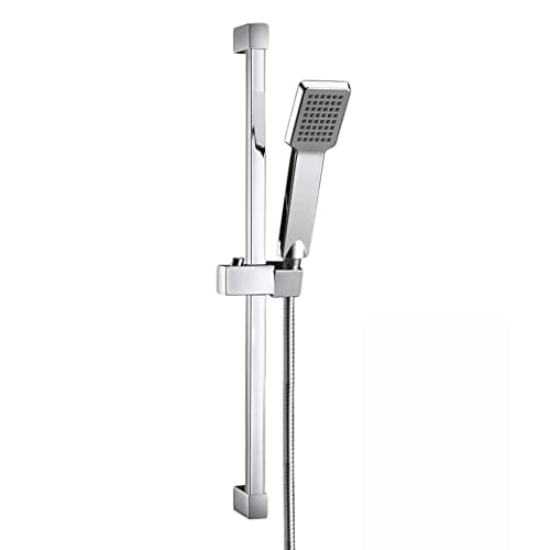 Image of ENKI, ES016, Chrome, Square Shower Riser Rail Kit with Hand Shower Holder with Handset, Hose, Stainless Steel, Modern, Easy to Install, 1-Year Guarantee
