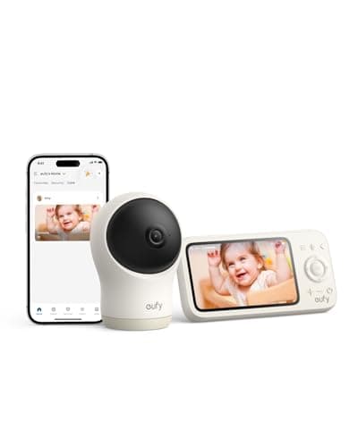 Image of eufy Baby Monitor C10 with 2K HD Camera, 4.5" 480p Display, 4× Zoom, Pan-Tilt, Night Vision, Hybrid Wi-Fi & No Wi-Fi Connection, 12 H Battery, Motion, Cry, Noises, Temperature Alters, 2-Way Talk, VOX