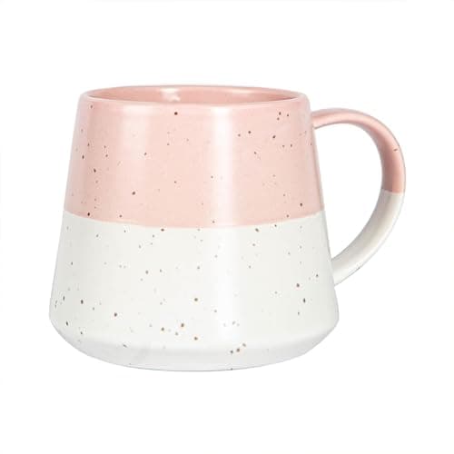 Image of Nicola Spring Ceramic Coffee Mug - 370ml - Dusty Pink Dipped Flecked Stoneware Coffee Cups Dishwasher & Microwave Safe Large Tea Mugs for Hot Drinks, Hot Chocolate, Tea