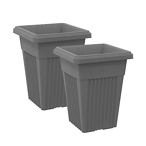 Image of simpa Sovereign Pillar Upright Planters 32cm DARK GREY - Set of 2