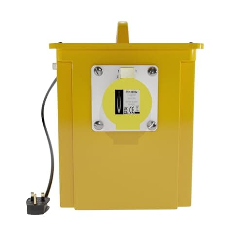 Image of Heavy Duty 1.5kVA 110V Transformer 13A Fuse Plug Adapter UK Portable 240V to 110V Step Down Transformer Twin 16A Sockets IP44 Rated for Safety Ideal for Construction Work Site, Industrial Power Tools