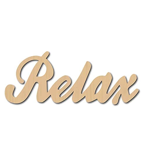 Image of CREATCABIN Laser Cut Wood Sign Wall Art Relax Letter Sign Heart Decorative Wall Sculpture Hanging Decor Unfinished For Housewarming Door Room Decoration 9.9 x 3.9inch