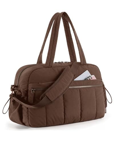 Image of BAGSMART Womens Gym Bag 24L Travel Bag for Weekend Overnight with Wet Pocket, Underseat Cabin Bag for EasyJet, Carry on for Ryanair & Trolley Sleeve, Ultra Lightweight, Coffee Brown