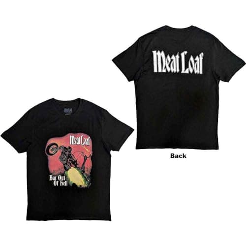 Image of Rock Off officially licensed products Meat Loaf T Shirt Bat Out of Hell Cover Official Mens Black L