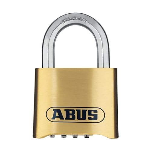 Image of ABUS combination lock 180IB/50 - brass padlock - weatherproof - with individually adjustable combination code - security level 5 - brass colours