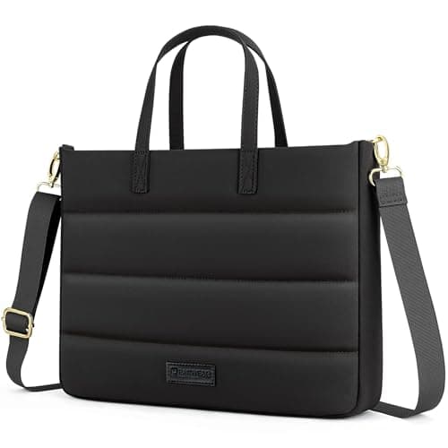 Image of RAINYEAR 13-14 Inch Women Ladies Laptop Briefcase for Macbook Notebook Chromebook, Elegant Case for Work Office Bussiness University, Handbag with Laptop Compartment, Black