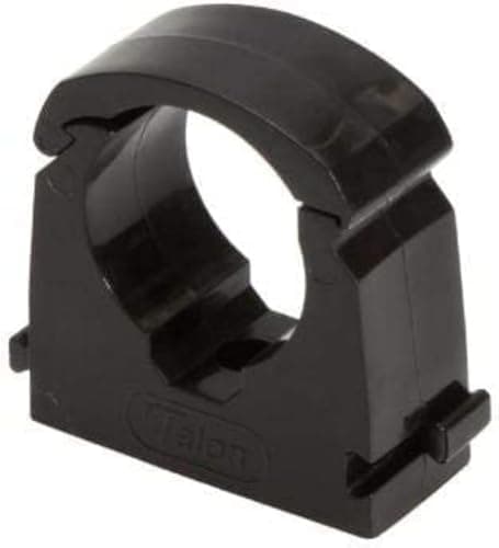 Image of ROHANS Single 15mm HINGED Pipe Clips TS15 for PIPEWORK Black, White, Red, Yellow, Blue, Pack of 5, 10, 15, 20, 50, 100 (20, Black)