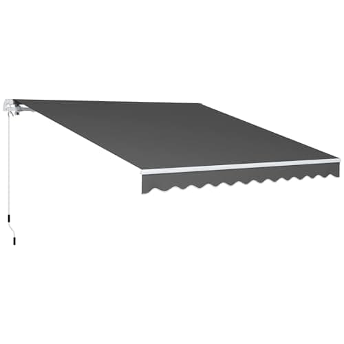 Image of Outsunny 3 x 2.5m Garden Patio Manual Awning, Retractable Canopy Sun Shade Shelter with Fittings and Crank Handle, Dark Grey