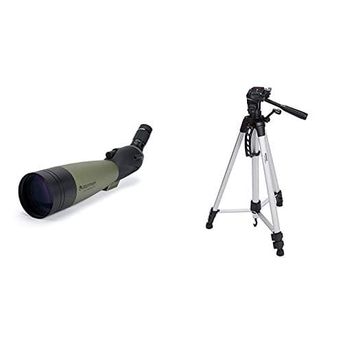 Image of Celestron 52252 100 mm Ultima Spotting Scope 45 Degrees & Amazon Basics 60-Inch Lightweight Tripod with Bag
