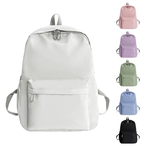 Image of Risipu School Backpack for Girls Women Causal School Bags Teenage Boys Lightweight Travel Backpack Men Rucksack Water Resistant Bookbag for College (White)