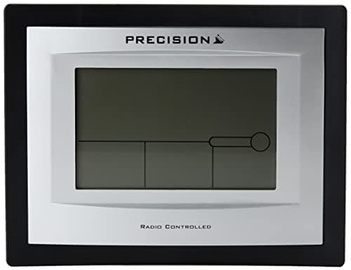 Image of Precision Silver LCD Radio Controlled Alarm Clock, Black