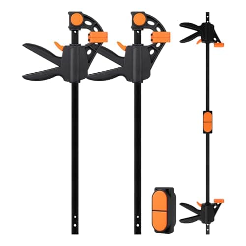 Image of TOOLMAYS 2pcs 305mm Clamps for Woodwork with Connector, Splicable to 950mm as Spreader, 80kg Max Load Wood Clamps Quick Grip, Ratchet Bar Clamps for Long Woodworking Workpieces