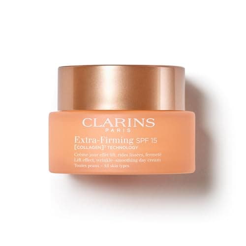 Image of Clarins Extra-Firming Day Cream SPF 15 | Anti-Ageing Moisturiser for All Skin Types with Collagen Boosting Ingredients | Hydrating & Firming Face Cream, Refillable | 50ml