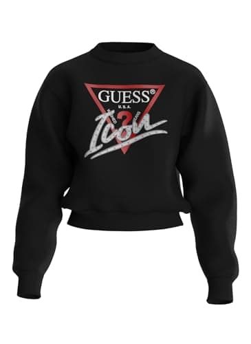 Image of GUESS Women's Logo Sweatshirt, Black W4YQ25 KB681 JBLK, Black/White, S