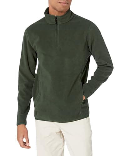 Image of Amazon Essentials Men's Quarter-Zip Polar Fleece Jacket, Forest Green, L