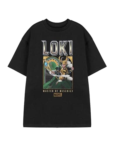 Image of Marvel Loki Men's Black Short Sleeve Graphic Tee | Crew Neck Casual T-Shirt | Loki Master of Mischief Classic Apparel | Television Show Merchandise | Superhero Fan Top