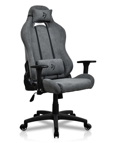Image of Arozzi Torretta Soft Fabric Gaming Chair, Breathable Fluid-Repellent Ergonomic Office Chair with Adjustable Height, 3D Armrest & 2 Supportive Pillows (Ash)
