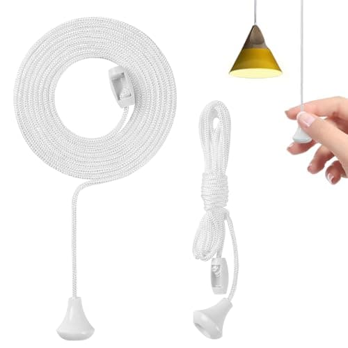 Image of BOUMVID 2pcs Replacement Cord Pull for Ceiling Switch, Light Switch Bathroom Light Pulls Cord, White Nylon Cord Spare Light Switch Pull Cord for Ceiling Switches Toilet Switch Lights, 1.5m