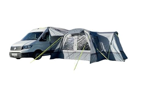 Image of OLPRO Cocoon Breeze V2 Tall Tunnel Inflatable Driveaway Awning for Campervan or Motorhome – Air with Sewn-in Groundsheet, Dual Beading, Recycled Polyester – Campervan/Caravan Porch – Grey