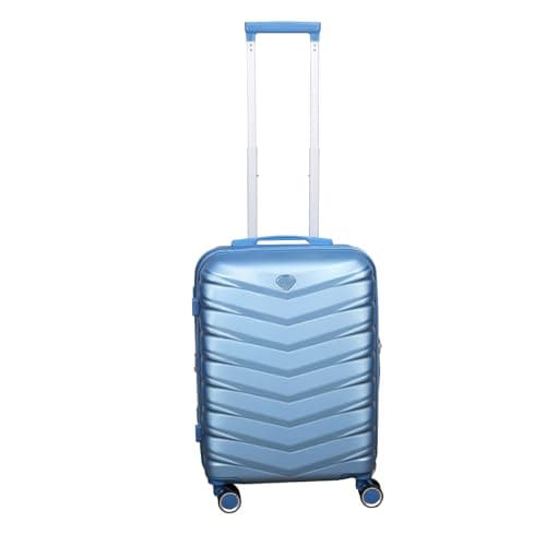 Image of UNIQUE HOME LIVING 20" Cabin Suitcase, Expandable Travel Suitcase with 4 Dual Spinner Wheels, Hard Shell ABS Hand Luggage Carry On Travel Trolley Case with Lock, Lightweight, Durable, Ice Blue, 43L