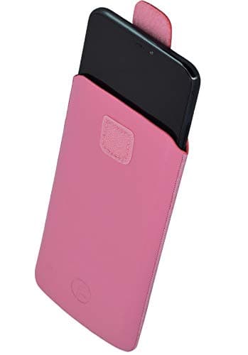 Image of Favory Case Compatible with Alcatel 20.19g 2019G Genuine Leather Protective Case with Flap and Pull-Up Strap in Pink