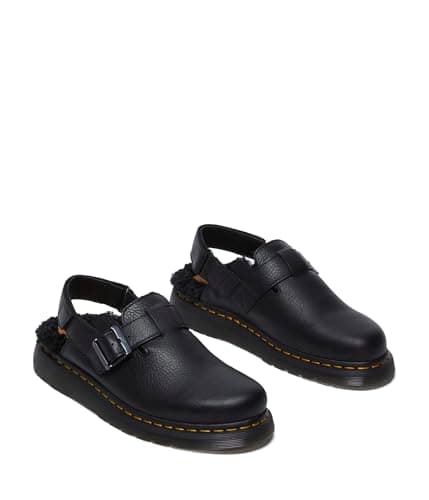 Image of Dr. Martens Womens Jorge II Faux Fur Lined Leather Slingback Mules, Black, 10 Women/9 Men