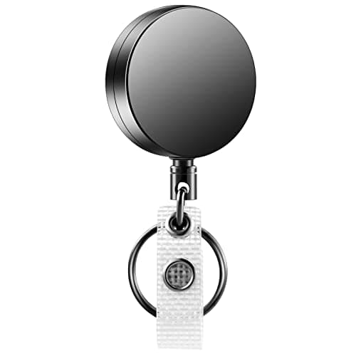 Image of 1 Pack Heavy Duty Badge Reel, Retractable Badge Clip,Upgrade Retractable Badge Holders,Premium Heavy Duty Metal ID Badge Holder with Belt Clip Key Ring for Name Card Keychain (1)