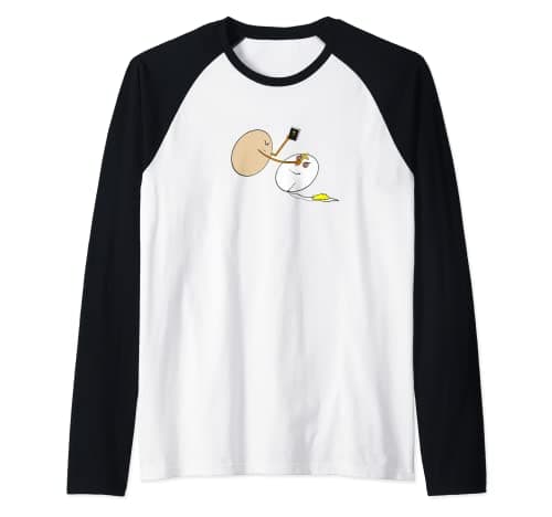 Image of Eggsorcism, exorcism bedeviled egg halloween food pun Raglan Baseball Tee