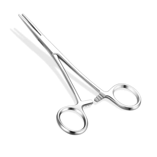 Image of Fishing Forceps Dog Hemostat Forceps Scissors Ear Hairs Tools Locking Pliers Stud Ball earings Holder Dog Ear Hair Grooming Tweezers Forceps (5 Inches Straight)