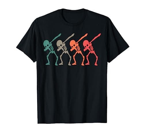 Image of Dabbing Human skeleton Halloween Vintage Retro Skulls Dab T-Shirt