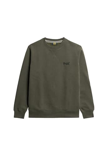 Image of Superdry Mens Essential Logo Crew Sweatshirt - Dark Green - S