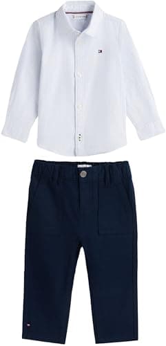 Image of Tommy Hilfiger Newborn BABY ITHACA SHIRT SET GIFTBOX KN0KN02206 BLUE (Dark Night Navy) 0 Month