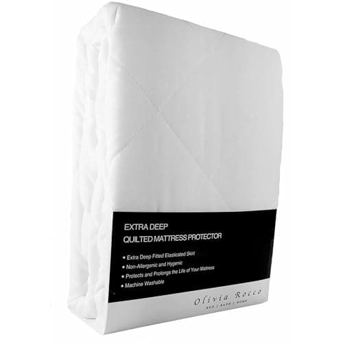 Image of Luxury Quilted Extra Deep Mattress Protector, Hotel Quality Fitted Mattress Protector's 13" deep (King) White