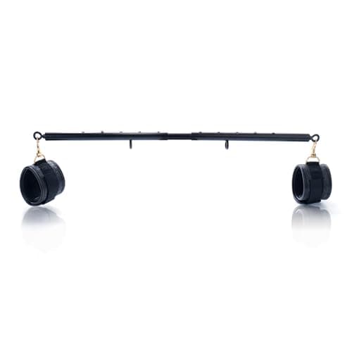 Image of Heavy Duty Stainless Steel Expandable Black Spreader Bar with 2pcs PU Embossed Black Adjustable Straps, Sports Aid Training Fitness Gear Pilates Aid Kit,Home Indoor Sports Yoga Set